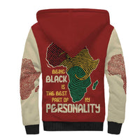 Being Black Is The Best Part Of My Personality Sherpa Hoodie African Map Fingerprint