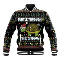 Turtle Through The Snow Christmas Baseball Jacket - Wonder Print Shop