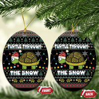 Turtle Through The Snow Christmas Ceramic Ornament - Wonder Print Shop