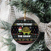 Turtle Through The Snow Christmas Ceramic Ornament - Wonder Print Shop