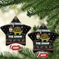 Turtle Through The Snow Christmas Ceramic Ornament - Wonder Print Shop