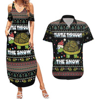 Turtle Through The Snow Christmas Couples Matching Summer Maxi Dress and Hawaiian Shirt - Wonder Print Shop