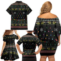 Turtle Through The Snow Christmas Family Matching Off Shoulder Short Dress and Hawaiian Shirt - Wonder Print Shop