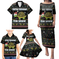 Turtle Through The Snow Christmas Family Matching Puletasi and Hawaiian Shirt - Wonder Print Shop