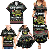 Turtle Through The Snow Christmas Family Matching Summer Maxi Dress and Hawaiian Shirt - Wonder Print Shop