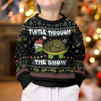 Turtle Through The Snow Christmas Kid Ugly Christmas Sweater - Wonder Print Shop