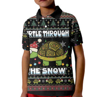 Turtle Through The Snow Christmas Kid Polo Shirt - Wonder Print Shop
