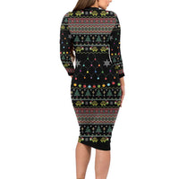 Turtle Through The Snow Christmas Long Sleeve Bodycon Dress - Wonder Print Shop