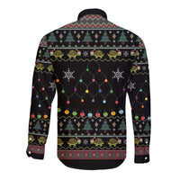 Turtle Through The Snow Christmas Long Sleeve Button Shirt - Wonder Print Shop