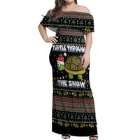 Turtle Through The Snow Christmas Off Shoulder Maxi Dress - Wonder Print Shop