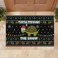 Turtle Through The Snow Christmas Rubber Doormat - Wonder Print Shop