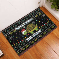 Turtle Through The Snow Christmas Rubber Doormat - Wonder Print Shop