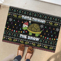 Turtle Through The Snow Christmas Rubber Doormat - Wonder Print Shop