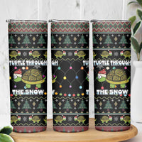 Turtle Through The Snow Christmas Skinny Tumbler - Wonder Print Shop