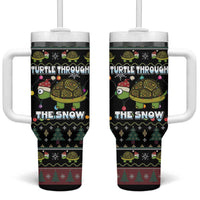 Turtle Through The Snow Christmas Tumbler With Handle - Wonder Print Shop