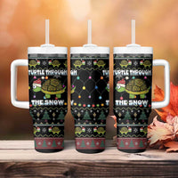 Turtle Through The Snow Christmas Tumbler With Handle - Wonder Print Shop