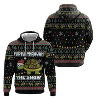 Turtle Through The Snow Christmas Zip Hoodie - Wonder Print Shop