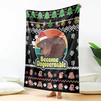 Christmas Become Ungovernable Moo Deng Blanket Humor Cute Baby Hippo Joke