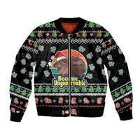 Christmas Become Ungovernable Moo Deng Bomber Jacket Humor Cute Baby Hippo Joke - Wonder Print Shop