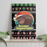 Christmas Become Ungovernable Moo Deng Canvas Wall Art Humor Cute Baby Hippo Joke - Wonder Print Shop