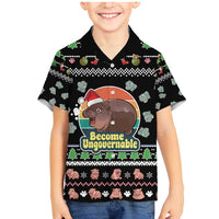 Christmas Become Ungovernable Moo Deng Family Matching Mermaid Dress and Hawaiian Shirt Humor Cute Baby Hippo Joke - Wonder Print Shop