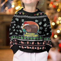 Christmas Become Ungovernable Moo Deng Kid Ugly Christmas Sweater Humor Cute Baby Hippo Joke - Wonder Print Shop