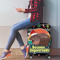 Christmas Become Ungovernable Moo Deng Luggage Cover Humor Cute Baby Hippo Joke - Wonder Print Shop
