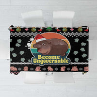 Christmas Become Ungovernable Moo Deng Tablecloth Humor Cute Baby Hippo Joke - Wonder Print Shop