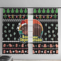 Christmas Become Ungovernable Moo Deng Window Curtain Humor Cute Baby Hippo Joke - Wonder Print Shop
