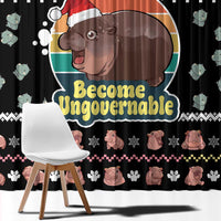 Christmas Become Ungovernable Moo Deng Window Curtain Humor Cute Baby Hippo Joke - Wonder Print Shop