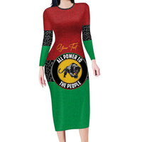 Personalized Pan African Panther Long Sleeve Bodycon Dress All Power To The People