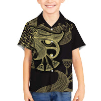 African Family Matching Off The Shoulder Long Sleeve Dress and Hawaiian Shirt Horus Eyes Egyptian God