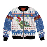 Turtle Xmas Bomber Jacket Green Sea Turtle Merry Christmas - Wonder Print Shop