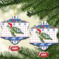 Turtle Xmas Ceramic Ornament Green Sea Turtle Merry Christmas - Wonder Print Shop