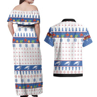 Turtle Xmas Couples Matching Off Shoulder Maxi Dress and Hawaiian Shirt Green Sea Turtle Merry Christmas - Wonder Print Shop