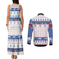 Turtle Xmas Couples Matching Tank Maxi Dress and Long Sleeve Button Shirt Green Sea Turtle Merry Christmas - Wonder Print Shop