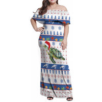 Turtle Xmas Family Matching Off Shoulder Maxi Dress and Hawaiian Shirt Green Sea Turtle Merry Christmas - Wonder Print Shop