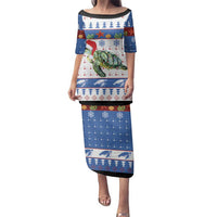 Turtle Xmas Family Matching Puletasi and Hawaiian Shirt Green Sea Turtle Merry Christmas - Wonder Print Shop