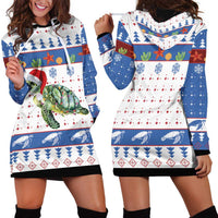 Turtle Xmas Hoodie Dress Green Sea Turtle Merry Christmas - Wonder Print Shop