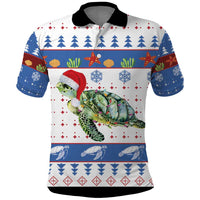 Turtle Xmas Polo Shirt Green Sea Turtle Merry Christmas - Wonder Print Shop