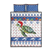Turtle Xmas Quilt Bed Set Green Sea Turtle Merry Christmas - Wonder Print Shop