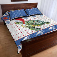 Turtle Xmas Quilt Bed Set Green Sea Turtle Merry Christmas - Wonder Print Shop