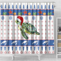 Turtle Xmas Shower Curtain Green Sea Turtle Merry Christmas