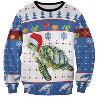 Turtle Xmas Sweatshirt Green Sea Turtle Merry Christmas - Wonder Print Shop