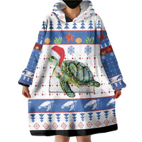 Turtle Xmas Wearable Blanket Hoodie Green Sea Turtle Merry Christmas - Wonder Print Shop