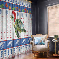 Turtle Xmas Window Curtain Green Sea Turtle Merry Christmas - Wonder Print Shop