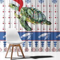 Turtle Xmas Window Curtain Green Sea Turtle Merry Christmas - Wonder Print Shop