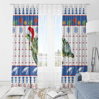 Turtle Xmas Window Curtain Green Sea Turtle Merry Christmas - Wonder Print Shop