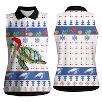 Turtle Xmas Women Sleeveless Polo Shirt Green Sea Turtle Merry Christmas - Wonder Print Shop