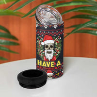 Skull Have A Rad Christmas 4 in 1 Can Cooler Tumbler Santa Skull - Wonder Print Shop